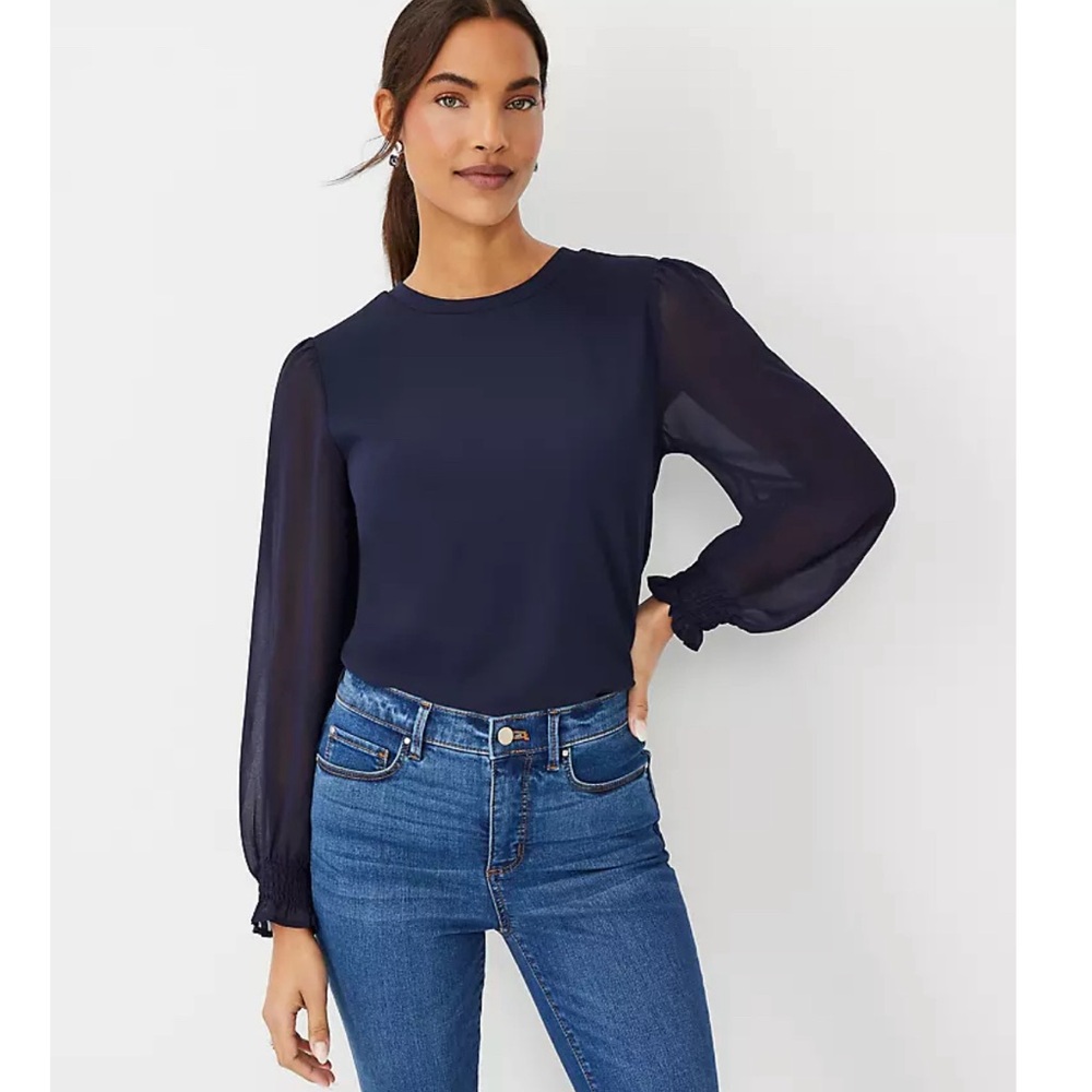 Smocked Chiffon Sleeve Top
